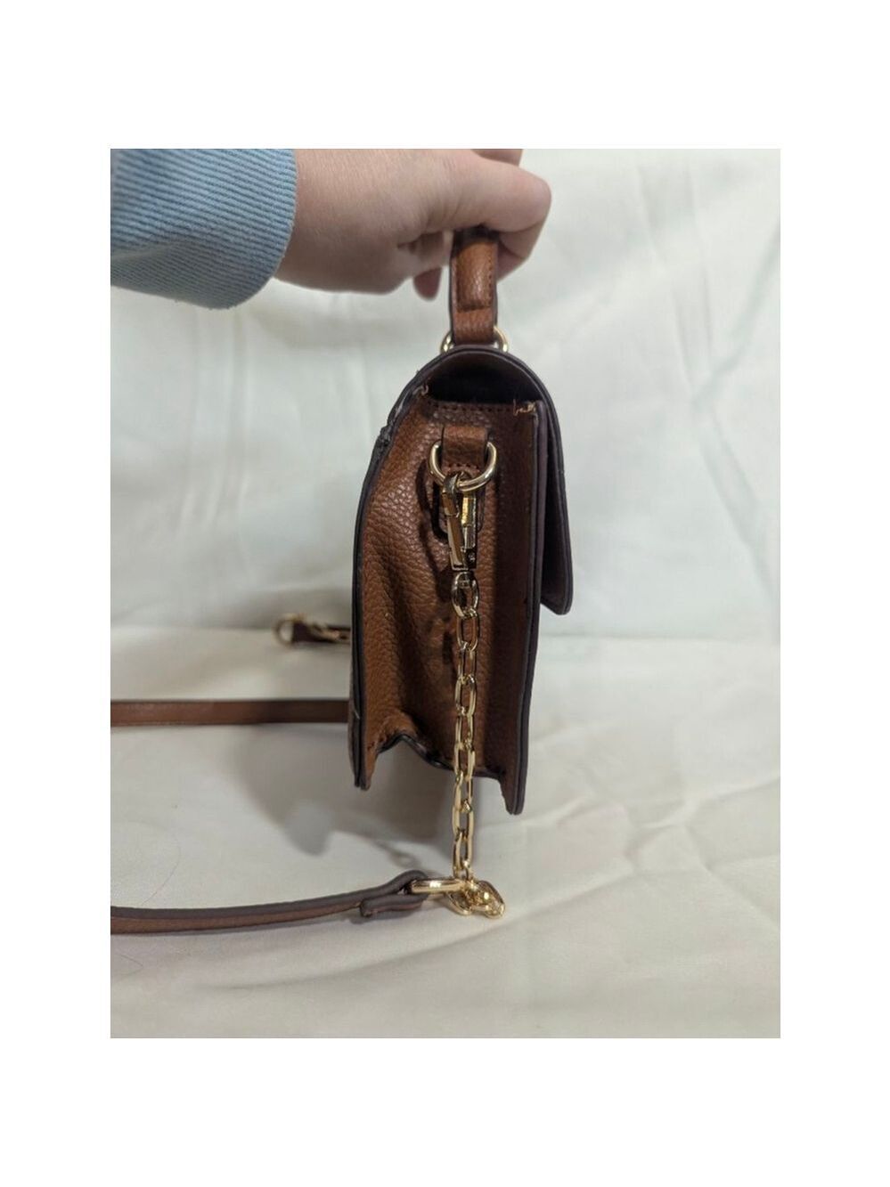 Anne Klein Logo Crossbody Convertible Shoulder Bag Brown Tan - Picture 5 of 13